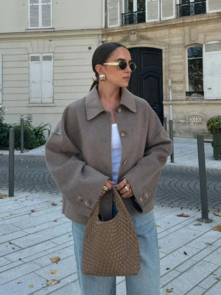 Hélené | Veste Oversized Femme en Mélange de Laine – Classique & Chaud