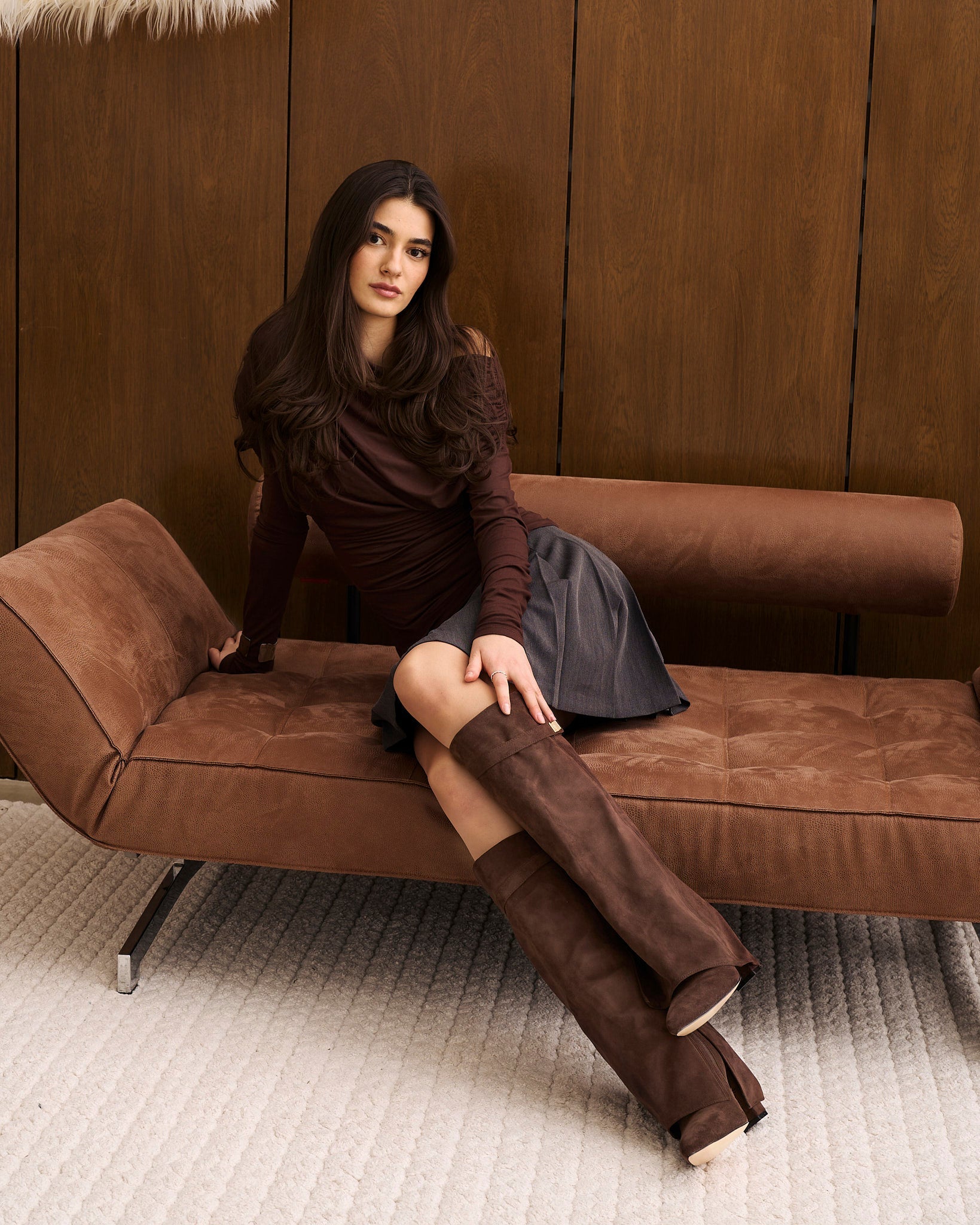 Bottes en daim Lavista hauteur genou - Marron