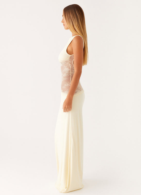 Noelia | Robe Maxi Élégante avec Dos Nu et Détails en Dentelle